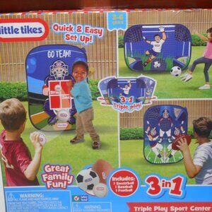 NEW LITTLE TIKES 3IN1 TRIPLE PLAY SPORT CENTER w/ SOCCERBALL FOOTBALL & BASEBALL
